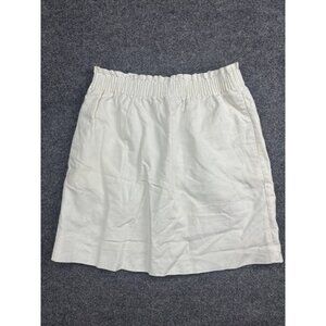 J Crew Skirt Womens 2 White Linen Cotton Blend Pull On Elastic Waist Summer